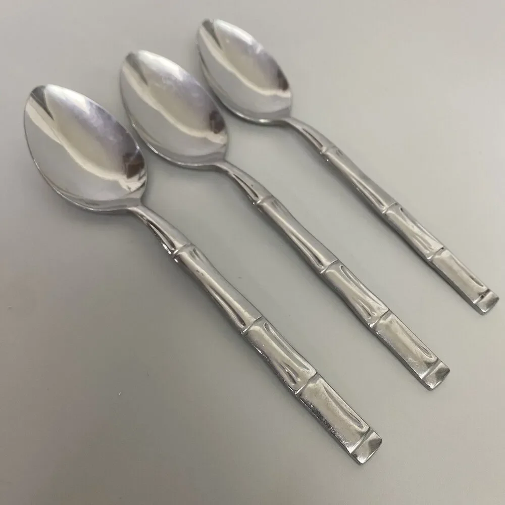 Reed & Barton Rebacraft Bamboo Teaspoons Set of 3 Stainless Steel Japan Flatware